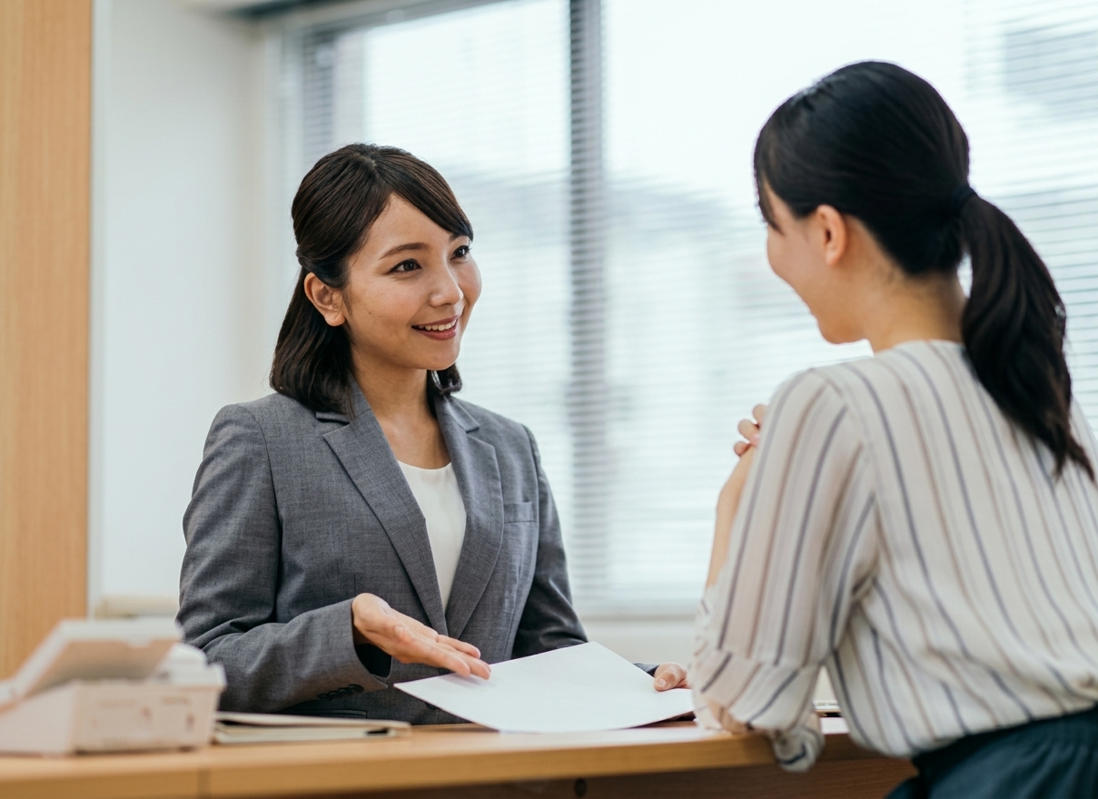 スタッフとの面談の様子。初めてでも丁寧に案内してもらえる