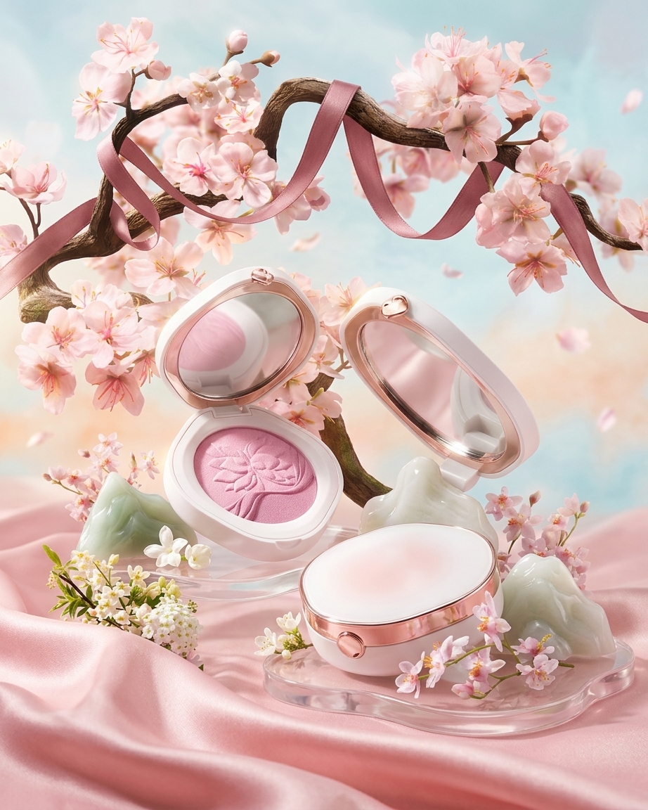 桜色のパッケージが並ぶ東洋コスメのセット