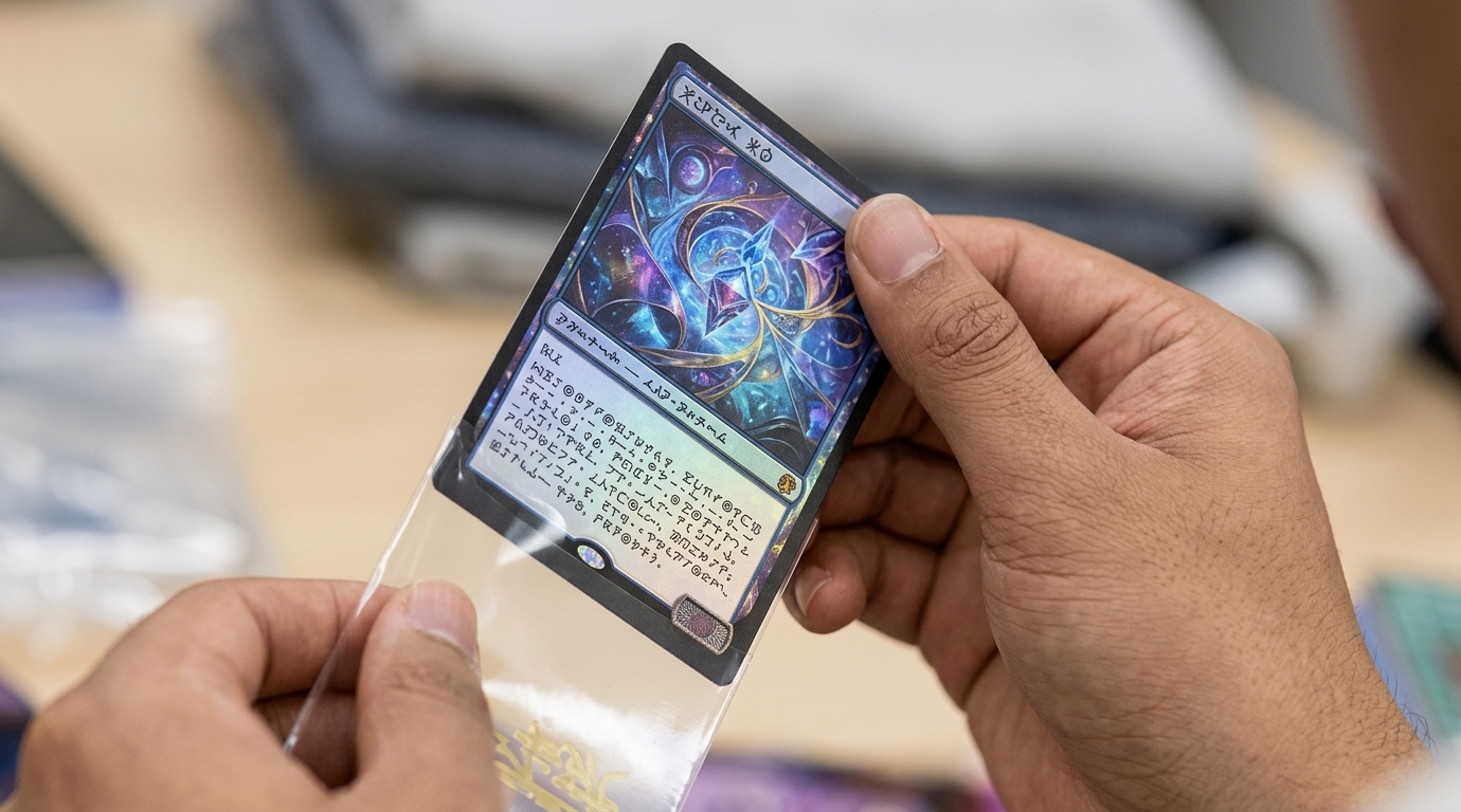 カードを1枚ずつ手に取って状態を確認しているところ カードを1枚ずつ手に取って状態を確認しているところ